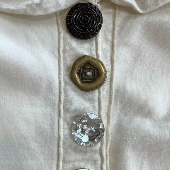 NEON BUDDHA Cream Ruffle Cardigan Ornamental Buttons Size S - Picture 8 of 15